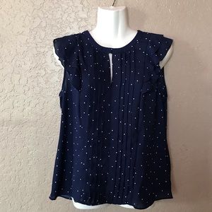 Elle Navy Blue White Polka Dots Blouse